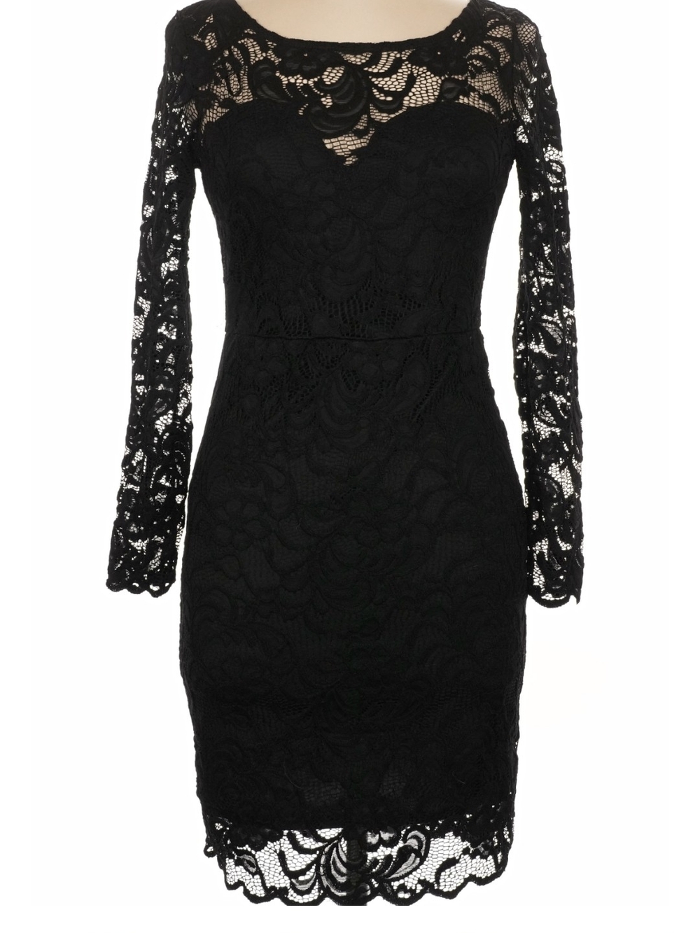 Ambiance Black Lace Long-Sleeve Bodycon Dress